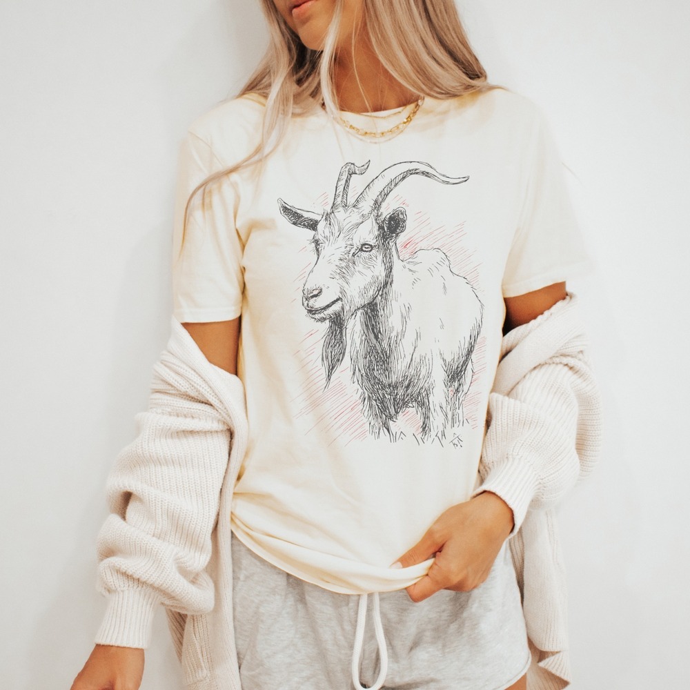 Horned Creature Sketch Graphic Tee Dark Edgy Art